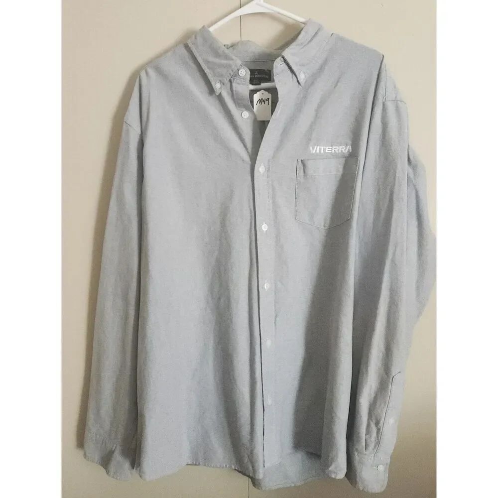 M49 Brooks Brothers gray Mens Long-Sleeve button down oxford causal/ work Shirt
